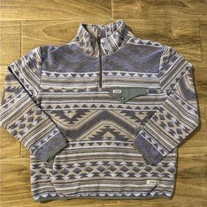 Rafter C Red Dirt youth pullover sweater, grey blue Aztec, S